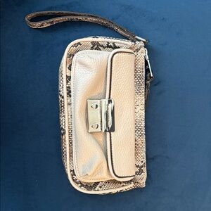 Dana Buchman Cream and Black Snakeskin Wristlet